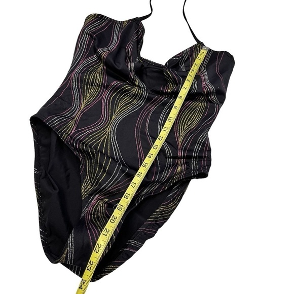 VINTAGE Black One Piece Swimsuit NWT 16 Glitter Cutouts Newport News - Picture 8 of 9
